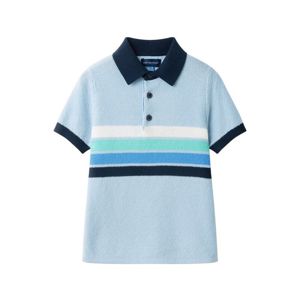 Andy & Evan Boys  Stripe Polo Sweater, Blue